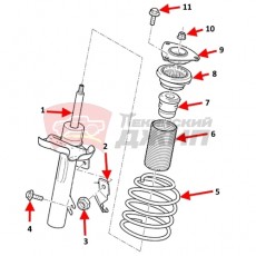 Амортизатор передний левый в сборе