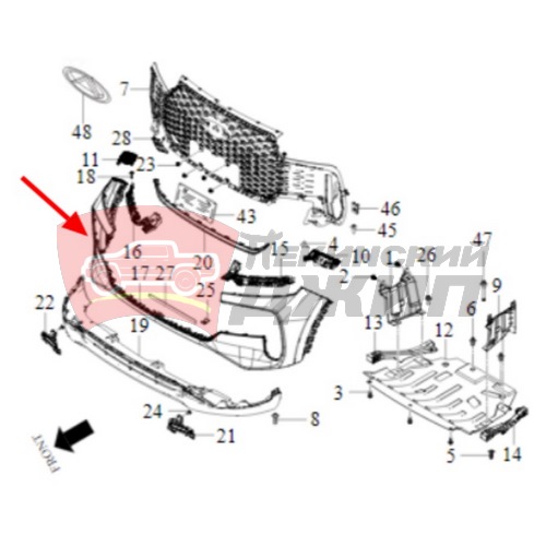 Бампер передний (верхняя часть) TENET T4