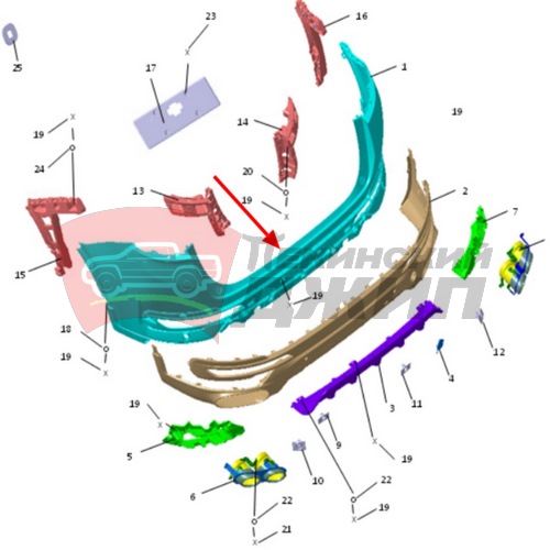 Бампер задний Knewstar 001