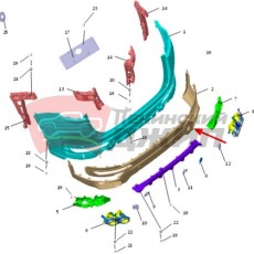 Бампер задний накладка средняя Knewstar 001