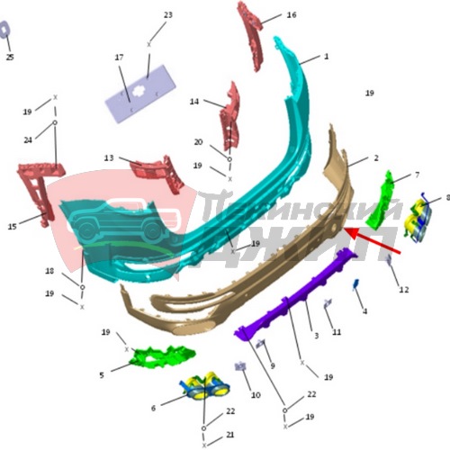 Бампер задний накладка средняя Knewstar 001